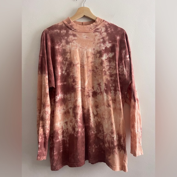 We The Free Tie Dye Tee Cabernet Combo, Oversized Long Sleeve Design, XS - Picture 6 of 16
